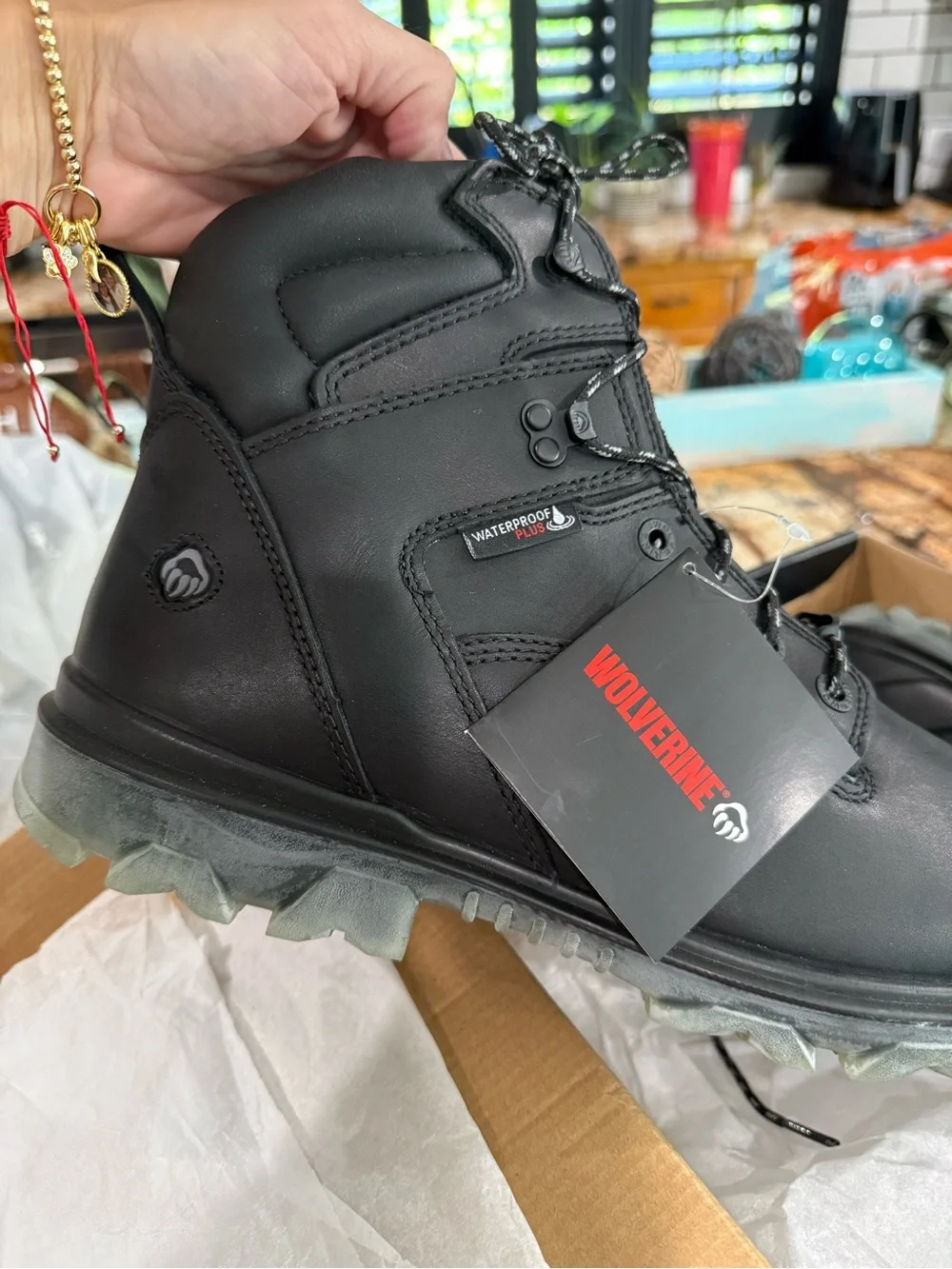 Wolverine Men's Black Lace-Up Work Boots